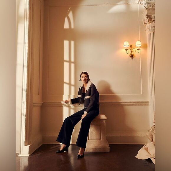 NWT J CREW Tall wide-leg corduroy trouser in black 32 TALL - Picture 6 of 12